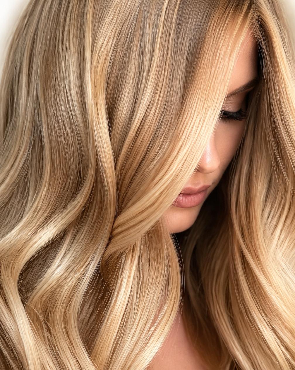 Balayage doré réalisé au salon